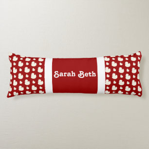 Cute Ducks, Crimson Red & White, Add your name Body Cushion