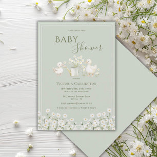 Cute Ducks & Daisies Baby Shower Invitation