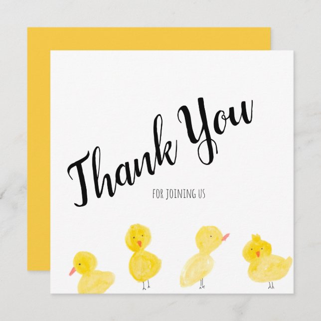 Cute Ducks Hand Watercolor Baby Shower Thank You  (Front/Back)