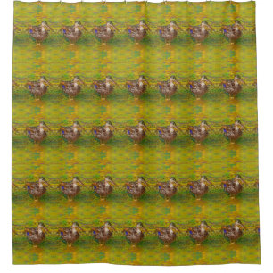 Cute Ducks In A Row Animal Pattern  Shower Curtain