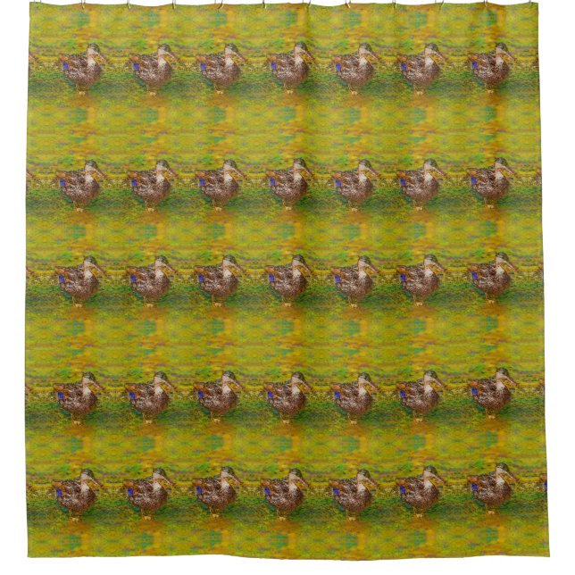 Cute Ducks In A Row Animal Pattern  Shower Curtain (Front)