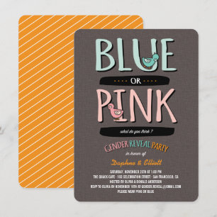 Cute Ducks Pink or Blue Baby Gender Reveal Party Invitation