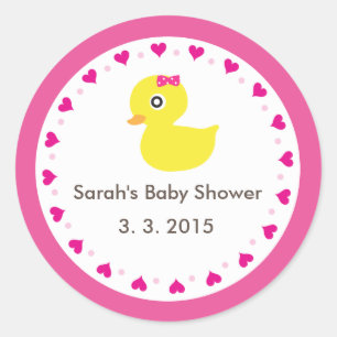 Cute ducky girl baby shower sticker