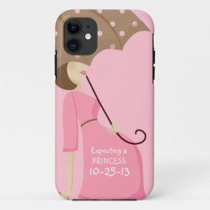 Cute Due Date Gender Reveal Pregnant Woman iPhone 11 Case