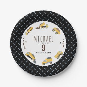 Cute Dump Trucks Construction Trucks Birthday Paper Plate