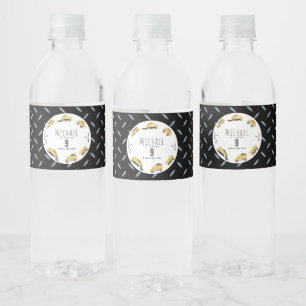 Cute Dump Trucks Construction Trucks Birthday Water Bottle Label