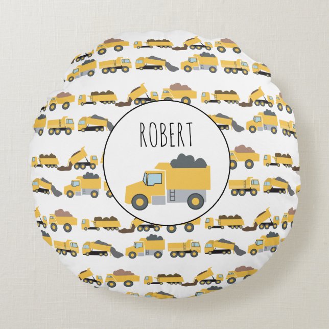 Cute Dump Trucks Construction Trucks  Round Cushion (Front)