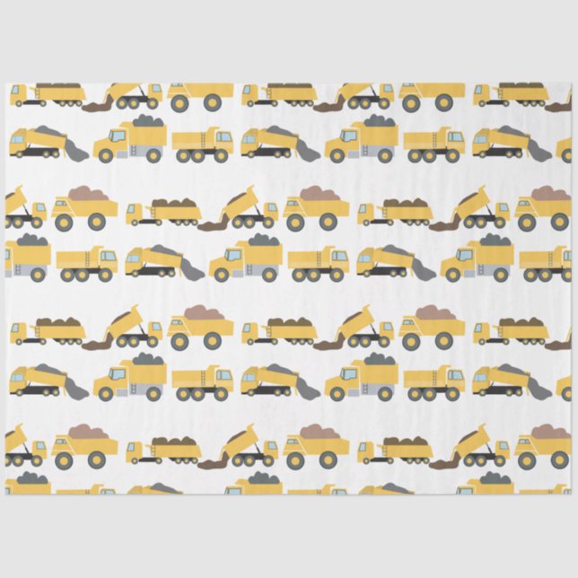 Cute Dump Trucks Construction Trucks  Tissue Paper (Front)