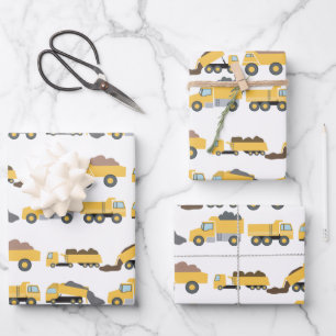 Cute Dump Trucks Construction Trucks  Wrapping Paper Sheet