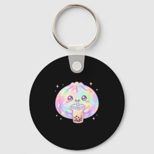 Cute dumpling drinking boba tea kawaii bubble tea key ring