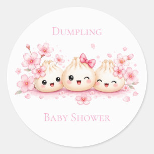 Cute Dumpling Girl Baby Shower Classic Round Sticker