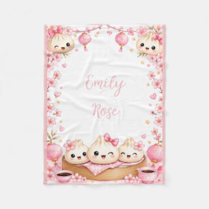 Cute Dumpling Girl Baby Shower Gift Fleece Blanket