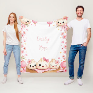 Cute Dumpling Girl Birthday Party Gift Fleece Blanket