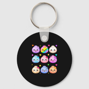 Cute dumpling kawaii pastel rainbow anime birthday key ring