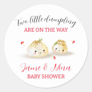 Cute Dumpling Mushroom Twin Baby Shower  Classic Round Sticker