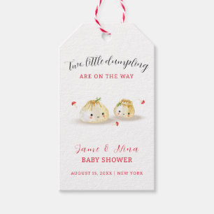 Cute Dumpling Mushroom Twin Baby Shower Gift Tags