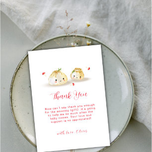 Cute Dumpling Mushroom Twin Baby Shower  Thank You Card