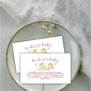Cute Dumpling Mushroom Twin Books For Baby Shower Enclosure Card
