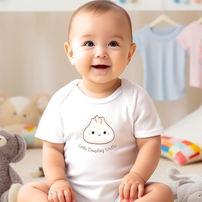 Cute Dumpling Script Personalised Baby Bodysuit (Cute Dumpling Script Personalized Baby Bodysuit)