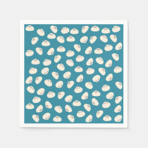 Cute Dumplings on Blue Background Paper Napkins