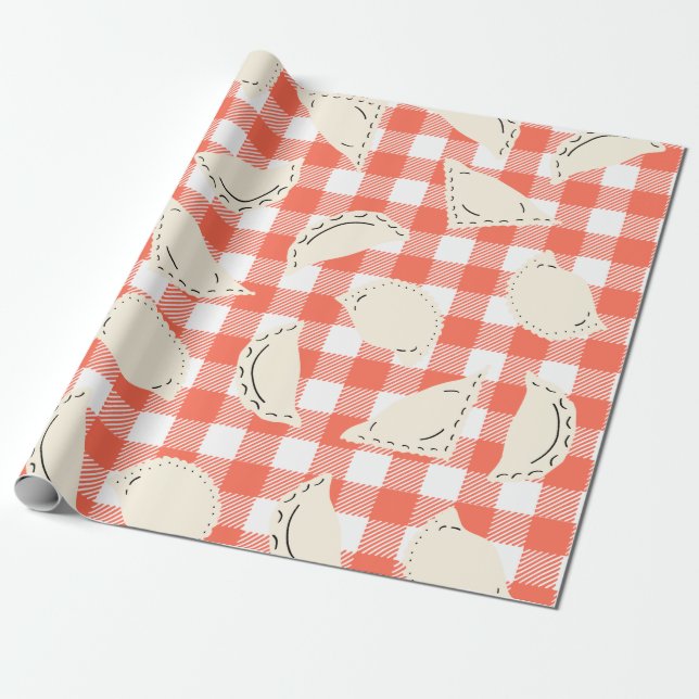 Cute Dumplings Wrapping Paper (Unrolled)