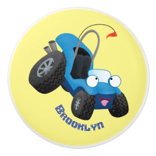 Cute dune buggy off road vehicle cartoon  ceramic knob