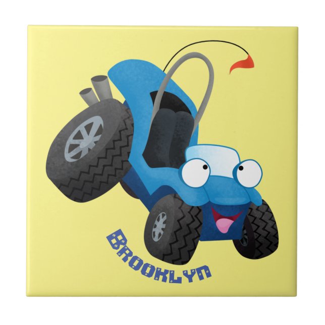 Cute dune buggy off road vehicle cartoon  ceramic tile (Front)