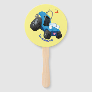 Cute dune buggy off road vehicle cartoon hand fan