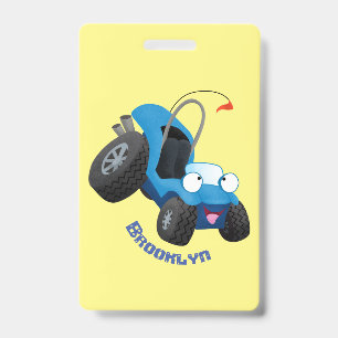 Cute dune buggy off road vehicle cartoon ID badge