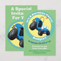 Cute dune buggy off road vehicle cartoon invitatio