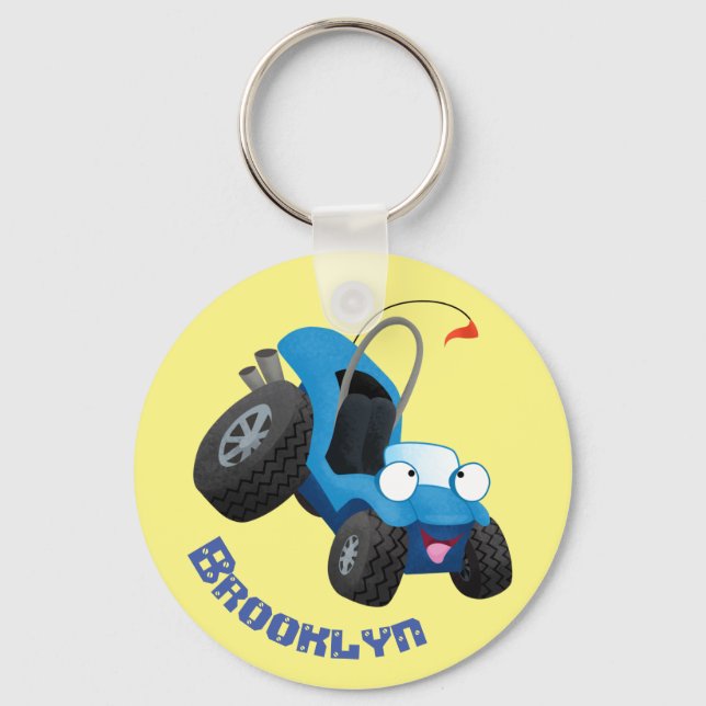 Cute dune buggy off road vehicle cartoon key ring (Front)