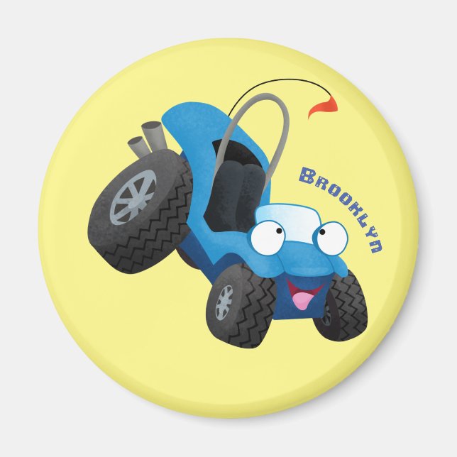 Cute dune buggy off road vehicle cartoon magnet (Front)