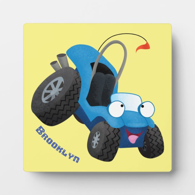 Cute dune buggy off road vehicle cartoon  plaque (Front)