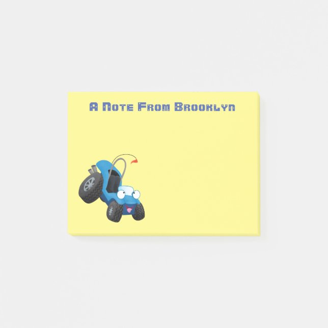 Cute dune buggy off road vehicle cartoon  post-it notes (Front)