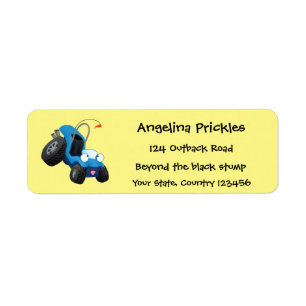 Cute dune buggy off road vehicle cartoon return address label