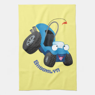 Cute dune buggy off road vehicle cartoon tea towel