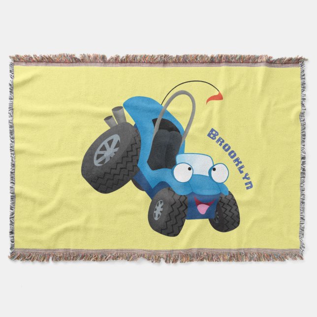 Cute dune buggy off road vehicle cartoon  throw blanket (Front)