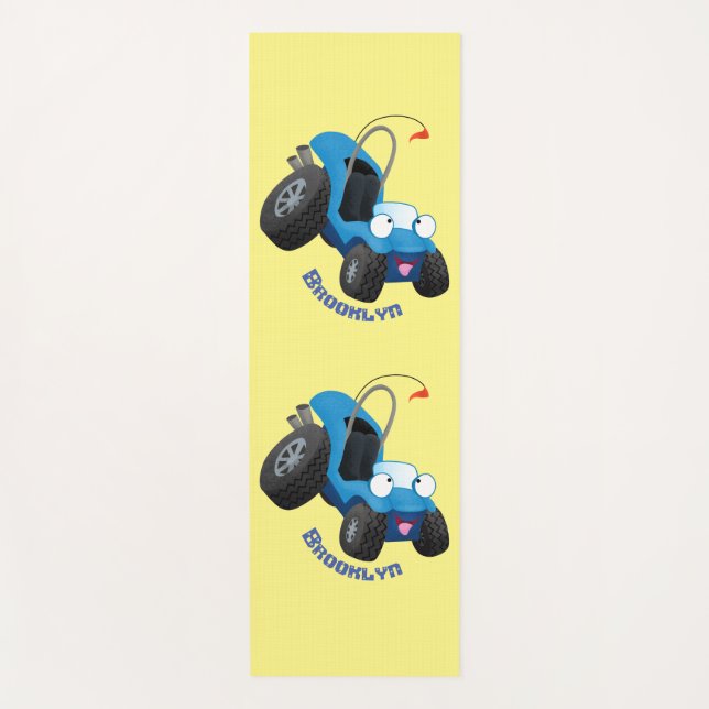 Cute dune buggy off road vehicle cartoon  yoga mat (Front)