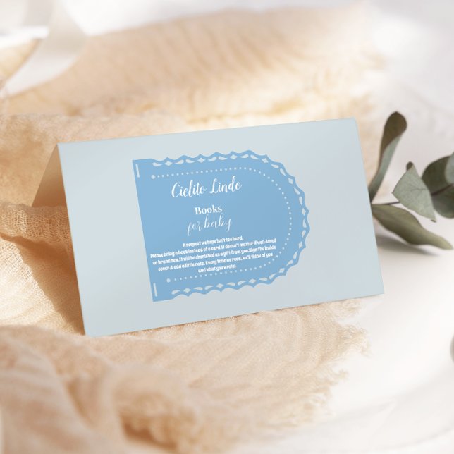 Cute Dusty Blue Cielito Lindo  Books for Baby Enclosure Card (Creator Uploaded)