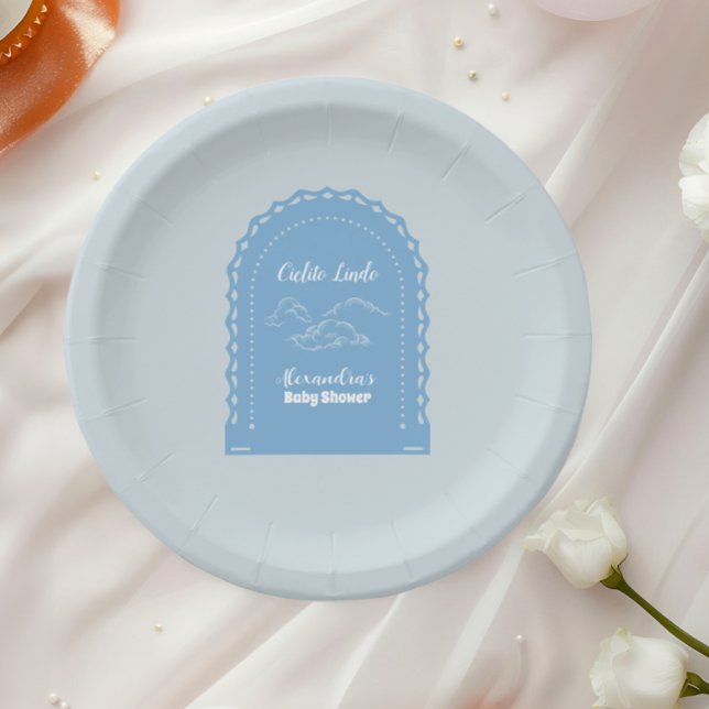 Cute Dusty Blue Cielito Lindo  Paper Plate (Creator Uploaded)