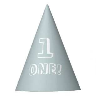 Cute dusty blue custom number age year birthday party hat