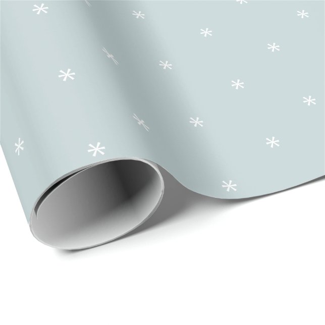 Cute dusty blue white snowflakes winter Holidays  Wrapping Paper (Roll Corner)