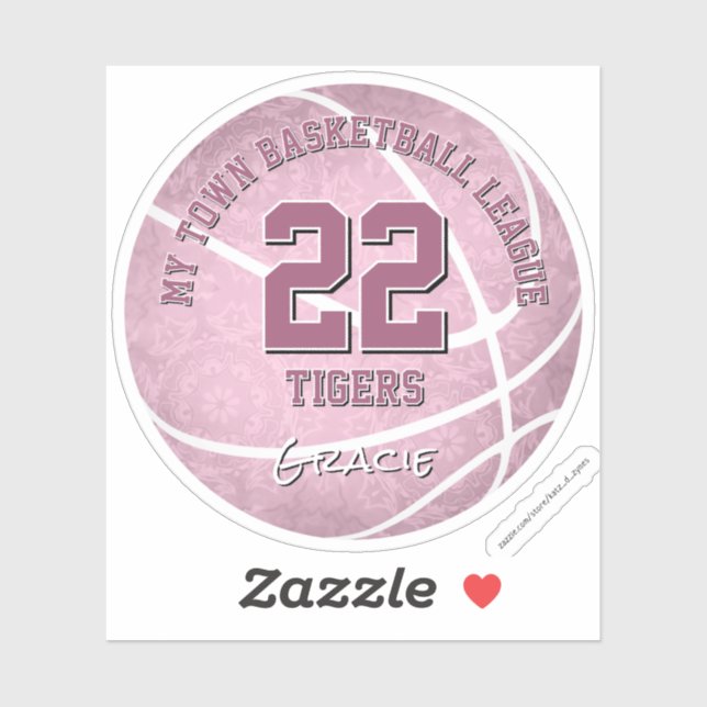 cute dusty pink basketball with team name (Sheet)