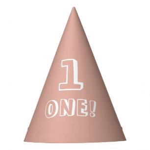Cute dusty pink custom number age year birthday  party hat