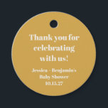 Cute Dusty Yellow Baby Shower Custom Thank You Favour Tags<br><div class="desc">Modern Cute Dusty Yellow Baby Shower Custom Name Thank You Favour Tags</div>