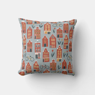 Cute Dutch Houses - Amsterdam pattern Cushion