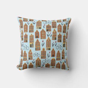 Cute Dutch Houses - Amsterdam pattern Cushion