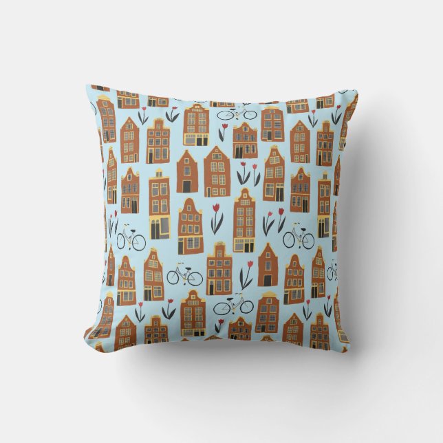 Cute Dutch Houses - Amsterdam pattern Cushion (Front)