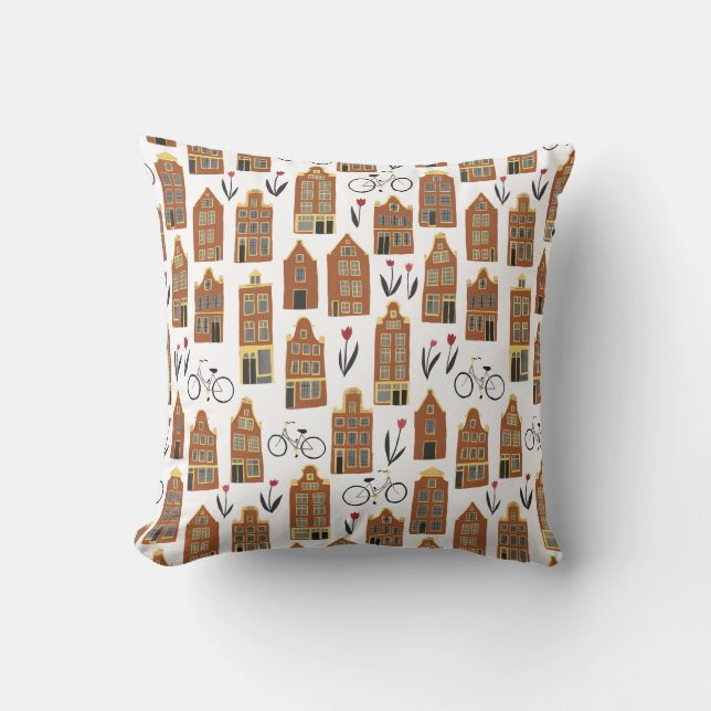 Cute Dutch Houses - Amsterdam pattern Cushion (Front)