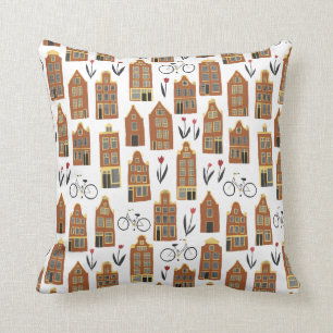 Cute Dutch Houses - Amsterdam pattern Cushion